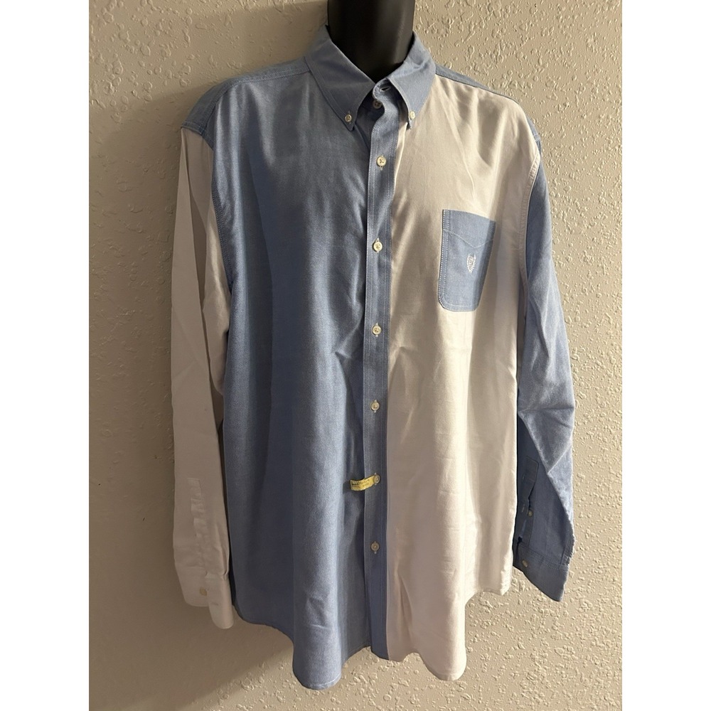 XXL/TTG Dry Cleaned Chaps White Sleeve/Blue Sleeve Button Front Shirt #244*5